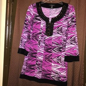 Style & co. Purple & black beaded Blouse